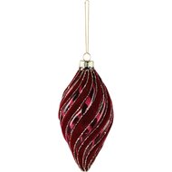 Dekoratief | Hanger ornament gestreept, bordeaux/goud, glas, 6x6x13cm | A265990