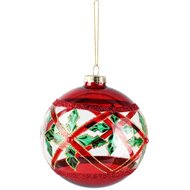Dekoratief | Hanger bal, rood/groen, glas, 10x10x10cm | A265986