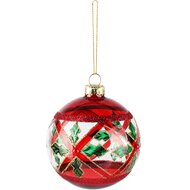 Dekoratief | Hanger bal, rood/groen, glas, 8x8x8cm | A265985