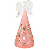 Dekoratief | Engeltje m/hartje, roze/goud, glas, LED, 7x7x16cm | A265979