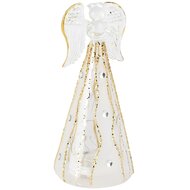 Dekoratief | Engeltje, transparant/goud, glas, LED, 7x7x15cm | A265977
