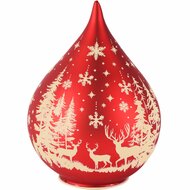 Dekoratief | Deco bol 'Mystic Forest', rood/goud, glas, roterend, LED, 15x15x21cm | A265972