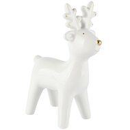 Dekoratief | Deco rendier staand, wit/goud, dolomiet, 13x7x20cm | A265965