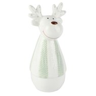 Dekoratief | Deco rendier gestreept, wit/groen, dolomiet, 7x7x15cm | A265964
