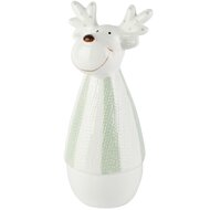 Dekoratief | Deco rendier gestreept, wit/groen, dolomiet, 10x10x20cm | A265963