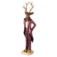 Dekoratief | Deco rendier staand, bordeaux/goud, resina, 9x6x27cm | A265930
