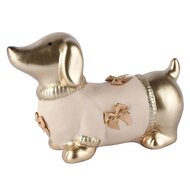 Dekoratief | Deco hond 'Carlo', goud/roze, TC, 18x7x12cm | A265927