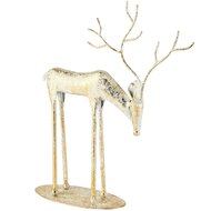 Dekoratief | Deco hert staand, goud/wit, metaal, 24x8x30cm | A265169