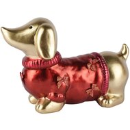 Dekoratief | Deco hond 'Charlie', goud/rood, TC, 23x9x15cm | A265923