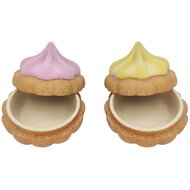 Dekoratief | Snoepdoos nic-nac, roze/geel, resina, 14x14x10,5cm, set van 2 stuks | A265910