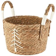 Dekoratief | Mandje m/boompje, naturel/wit, gras/katoen, 24x24x25cm | A265904