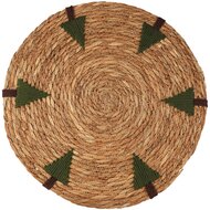 Dekoratief | Placemat rond m/sparren, naturel/groen, gras/katoen, 40x40cm | A265900