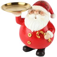 Dekoratief | Santa staand m/dienblad, rood/goud, resina, 19x15x18cm | A265897