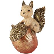 Dekoratief | Eekhoorn op eikel, bruin/goud, resina, 12x8x17cm | A265894
