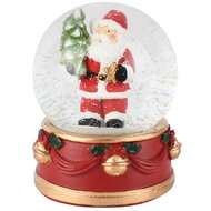 Dekoratief | Waterbol santa m/boompje, rood, resina/glas, 7x7x9cm | A265876