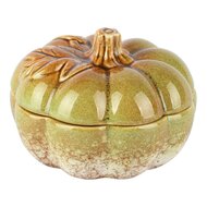 Dekoratief | Bewaarpot pompoen, groen, porselein, 13x13x8cm | A265873