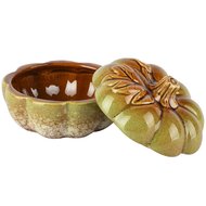 Dekoratief | Bewaarpot pompoen, groen, porselein, 13x13x8cm | A265873
