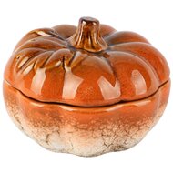 Dekoratief | Bewaarpot pompoen, oranje, porselein, 13x13x8cm | A265872