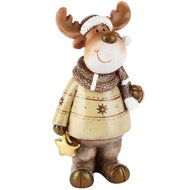 Dekoratief | Rendier staand m/ster, bruin/groen, resina, 11x8x22cm | A265114