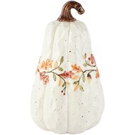 Dekoratief | Deco pompoen 'Autumn Botanical', wit, keramiek, 15x15x26cm | A265112