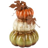 Dekoratief | Deco stapel pompoenen, orange/wit/groen, porselein, 13x13x19cm | A265861