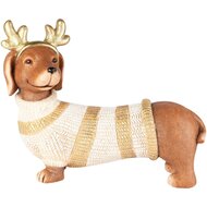 Dekoratief | Teckel m/sweater, goud/bruin, magnesium, 43x17x33cm | A265840
