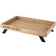 Dekoratief | Dienblad op pootjes 'Bienvenue Chez Nous', naturel, hout, 35x25x8cm | A265807