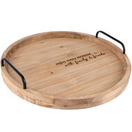 Dekoratief | Dienblad rond 'Enjoy Every Moment', naturel, hout, 35x35x3cm | A265800