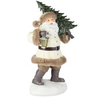 Dekoratief | Deco santa m/boom, cr?me/groen, resina, LED, 25x18x44cm | A265742