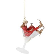 Dekoratief | Hanger skimeisje in glas, rood/goud, resina, 9x7x13cm | A265739