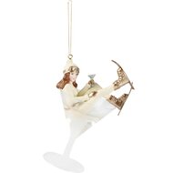 Dekoratief | Hanger skimeisje in glas, cr?me/goud, resina, 9x7x13cm | A265738