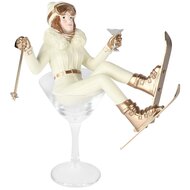 Dekoratief | Deco skimeisje in glas, cr?me/champagne, resina, 21x15x22cm | A265734