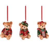 Dekoratief | Hanger beertje, rood/bruin, dolomiet, 5x6x8cm, set van 3 stuks | A265726
