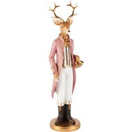 Dekoratief | Deco hert staand m/bellen, roze/wit/goud, resina, 10x9x36cm | A265723