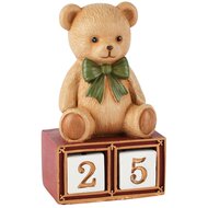Dekoratief | Kalender m/beertje, bruin/wit, resina, 5x4x9cm | A265706