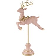 Dekoratief | Deco hert op stok, roze, resina, 17x7x30cm | A265700
