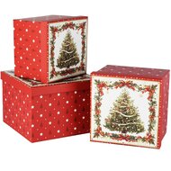 Dekoratief | Set 3 dozen 'Dazzling Tree', rood/wit, karton, 18x18x13cm | A265665