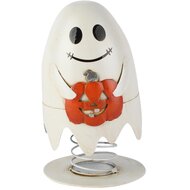 Dekoratief | Wiebelspook op veer, wit/oranje, metaal, 10x10x17cm | A265410