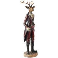 Dekoratief | Hert heer m/wandelstok, bordeau/brons, resina, 13x12x42cm | A265421