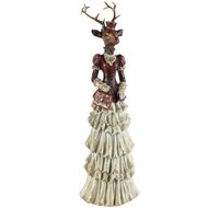 Dekoratief | Hert dame m/handtas, bordeau/brons, resina, 13x11x41cm | A265422