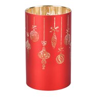 Dekoratief | Deco Waxinelichthouder 'Christmas Onaments', rood, glas, roterend, LED, 9x9x15cm | A265653