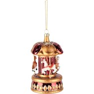 Dekoratief | Hanger carrousel, rood/goud/wit, glas/resina, 7x7x12cm | A265646