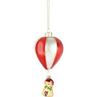 Dekoratief | Hanger ballon m/beertje, rood/wit/goud, glas, 7x7x15cm | A265641