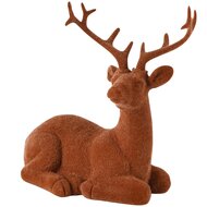 Dekoratief | Hert liggend 'Flocked', bruin, resina/polyester, 16x10x16cm | A265628