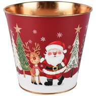 Dekoratief | Bloempot 'Jolly Santa', metaal, 17x17x16cm | A265612