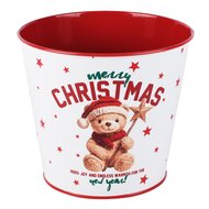 Dekoratief | Bloempot 'Festive Teddy', metaal, 13x13x12cm | A265611