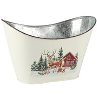 Dekoratief | Bloempot ovaal 'Smiling Stag', metaal, 24x15x16cm | A265601