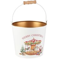 Dekoratief | Bloempot m/oor 'Christmas Carrousel', metaal, 18x18x15cm | A265600