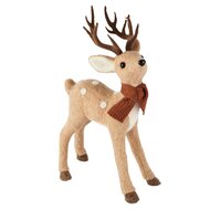 Dekoratief | Deco hert staand m/sjaal, bruin, polyester, 19x12x32cm | A265535
