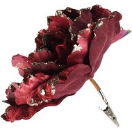 Dekoratief | Deco bloem op clip, bordeaux, polyester, 15x14cm | A265529